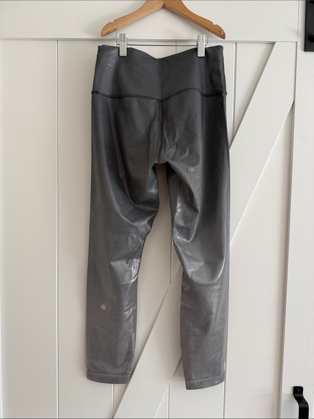 Metallic Ombré Gray High-Waist Faux Leather Leggings